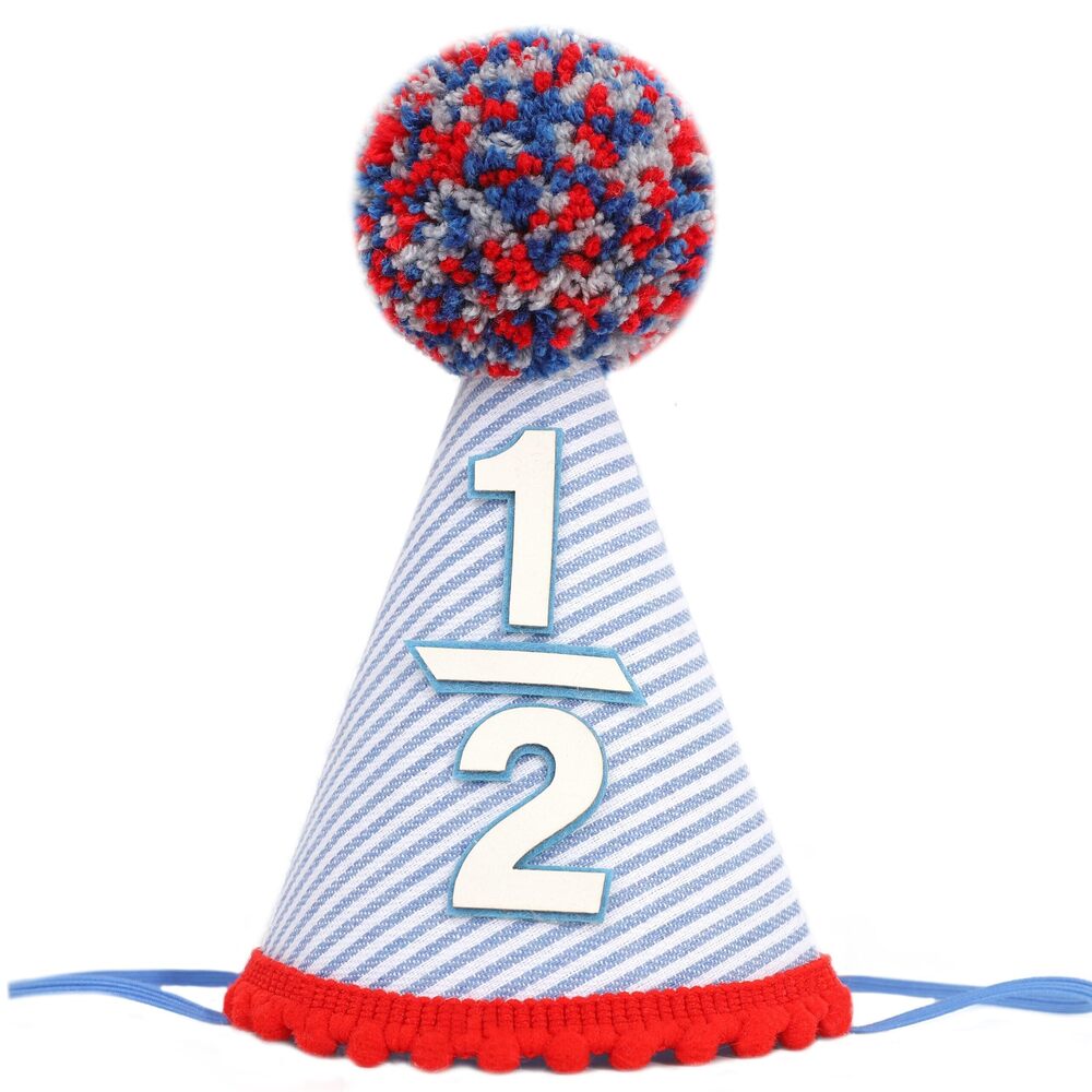7256 Classic Plaid Half Birthday Hat - Baby 1/2 Birthday Cone Hat,Six